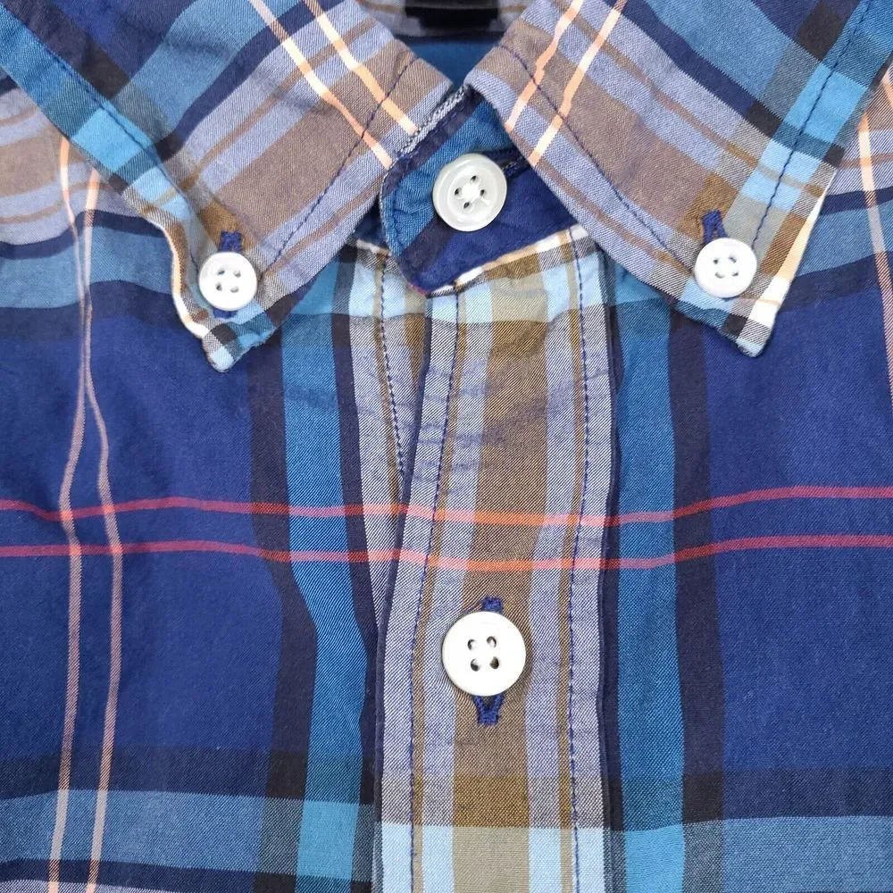 J Crew Shirt‎ Mens Large Blue Tartan Plaid Slim Fit Long Sleeve Button Down